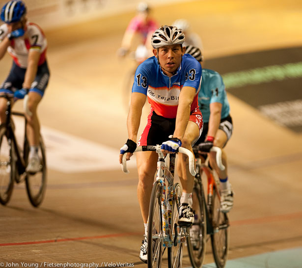 Seb Lander takes a breather during the Madison.